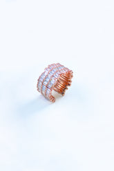 خاتم فضة من حجر الباجيت بثلاثة صفوف